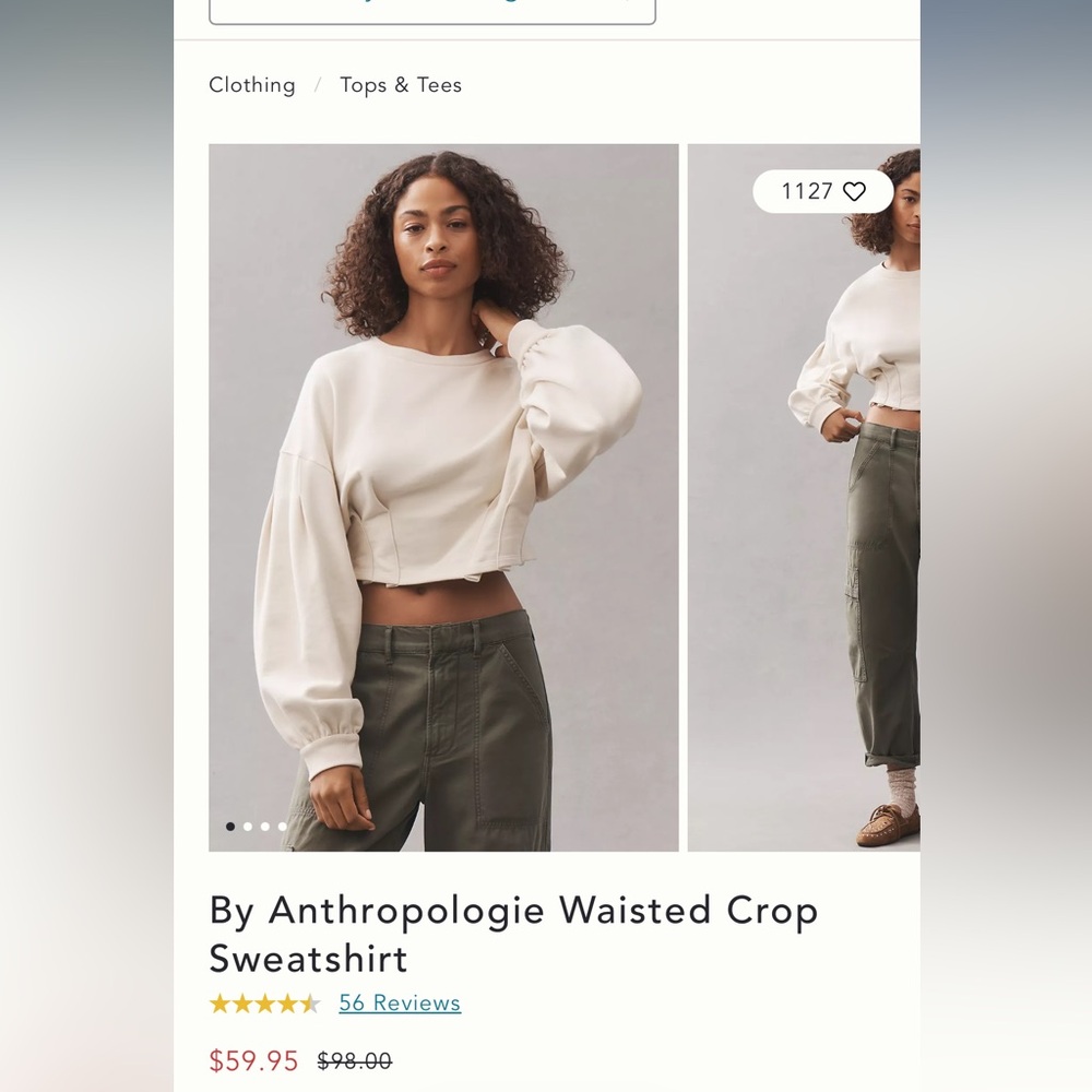 Anthropology crop sweatshirt